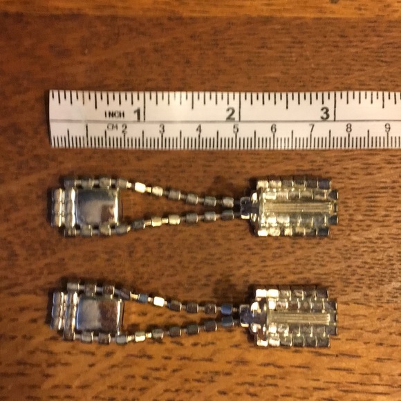 Vintage Rhinestone Dangle Earrings Clip On - Picture 6 of 7